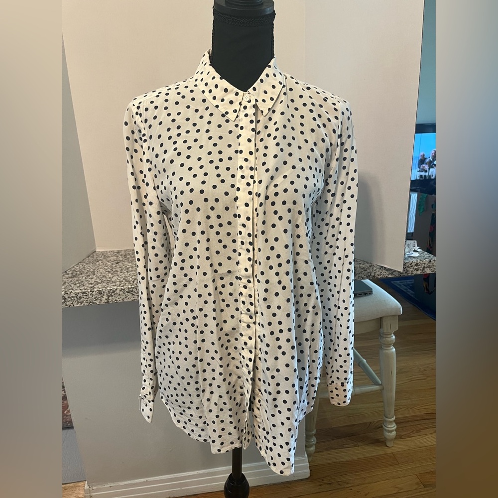 Boden Cream Polka Dot Sienna Button-Up Shirt Women’s Size 4